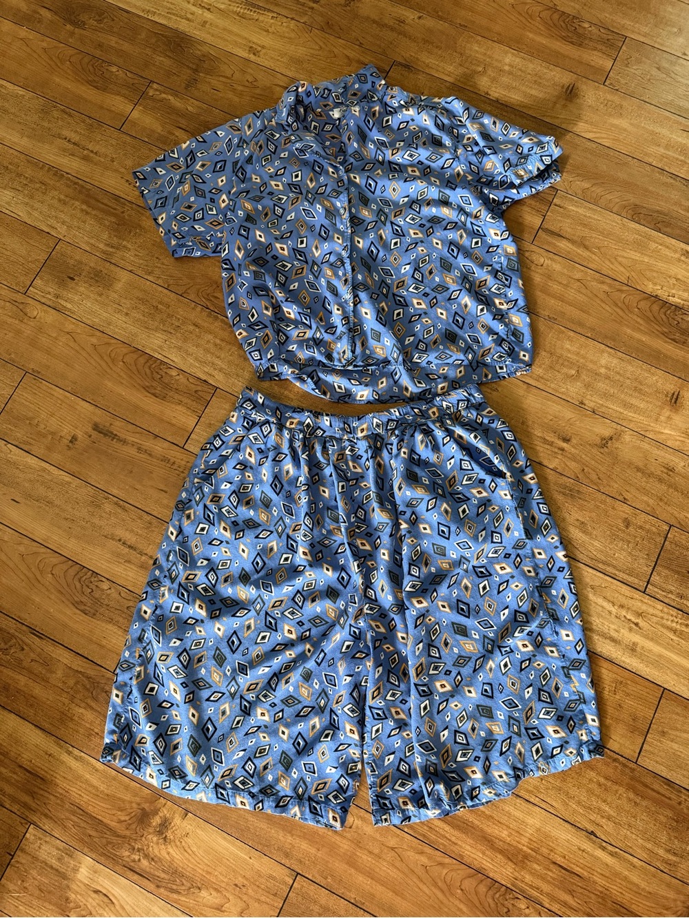 Vintage // Blue Geometric Two-Piece Set